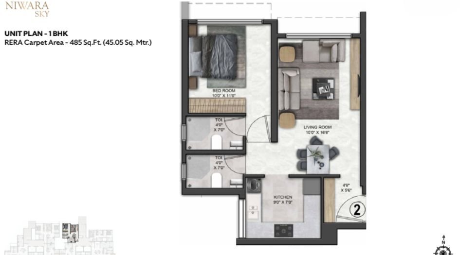 Arihant-Niwara-Sky-Gallery-1BHK-485-Unit-Plan