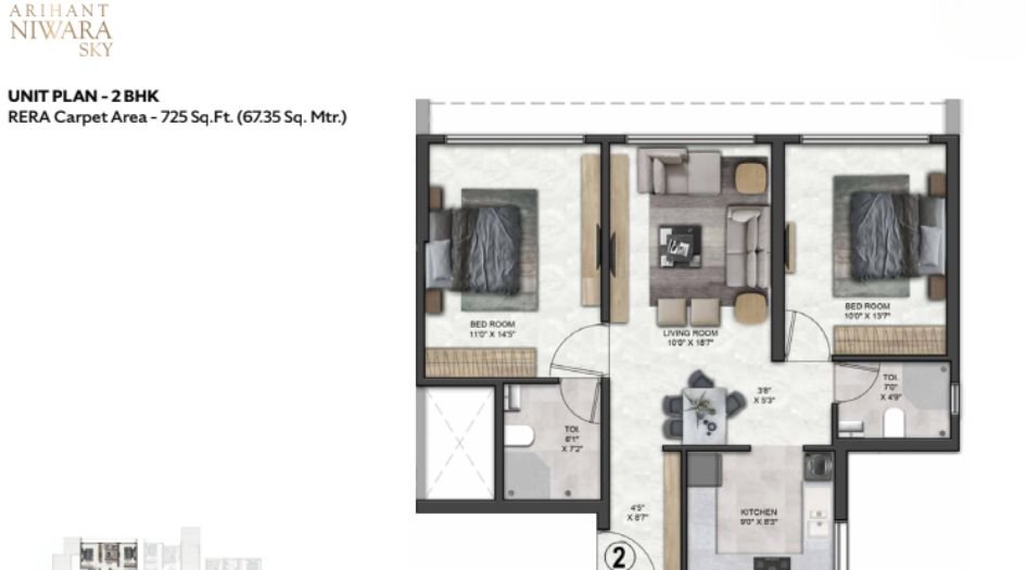 Arihant-Niwara-Sky-Gallery-2BHK-725-Unit-Plan